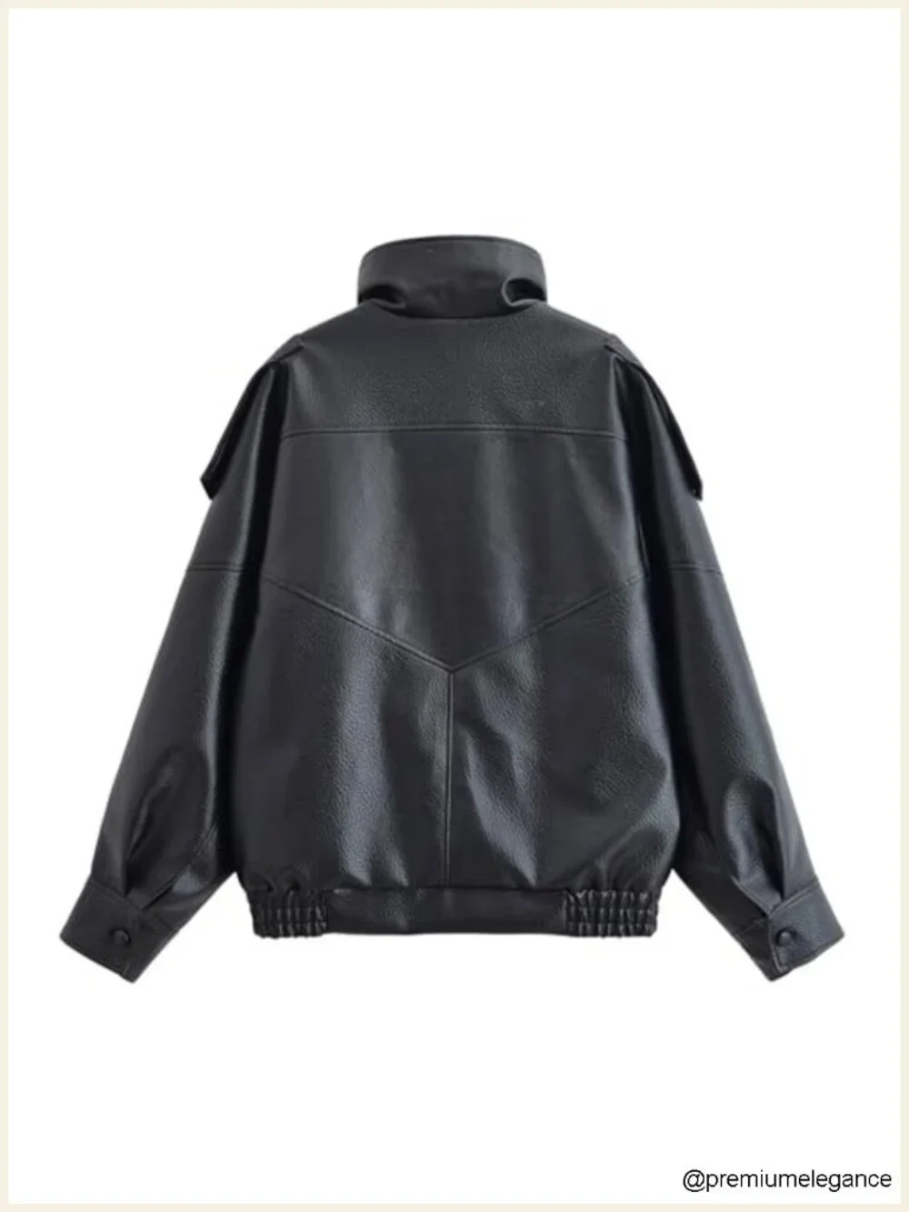 Oversized Faux Leather Jacket High Collar Long Sleeve Zip Up Motorcycle Coat